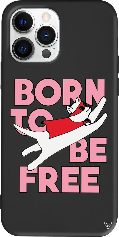iPhone 15 Pro Uyumlu Siyah Renkli Silikon Born to be Free Telefon Kılıfı