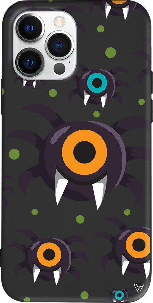 iPhone 15 Pro Uyumlu Siyah Renkli Silikon Monster Eye Telefon Kılıfı