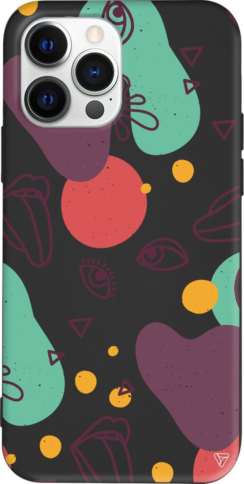 iPhone 15 Pro Uyumlu Siyah Renkli Silikon Mor Soyut Abstract Koleksiyonu Telefon Kılıfı