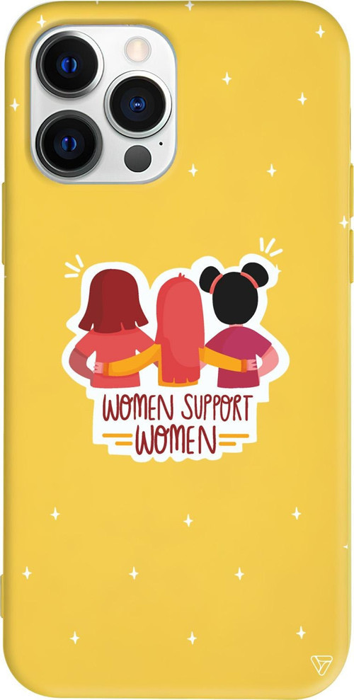 iPhone 15 Pro Uyumlu Sarı Renkli Silikon Woman Support Telefon Kılıfı