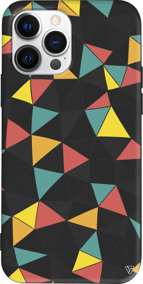 iPhone 15 Pro Uyumlu Siyah Renkli Silikon Mosaic Abstract Koleksiyonu Telefon Kılıfı