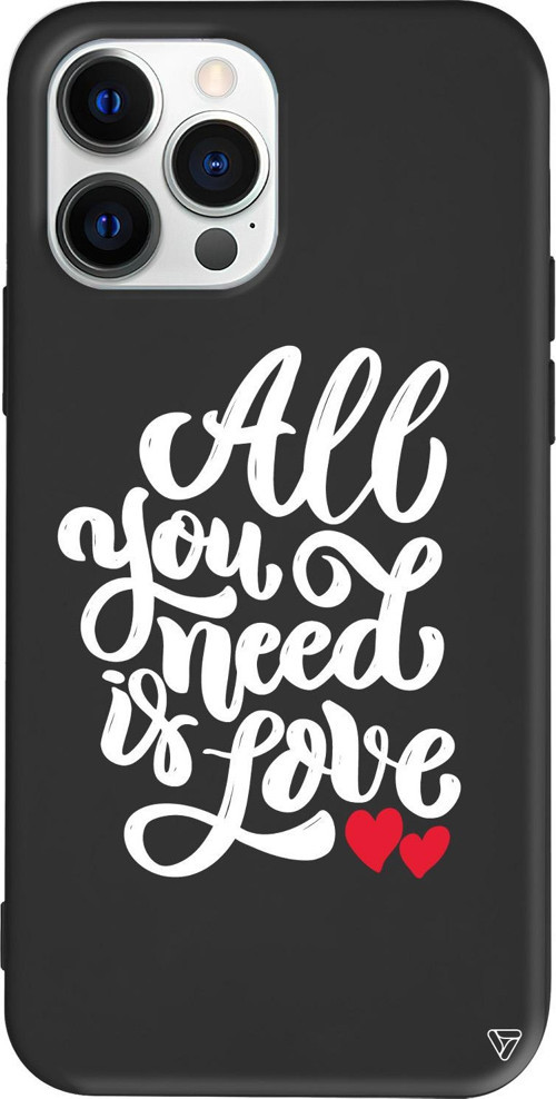 iPhone 15 Pro Uyumlu Siyah Renkli Silikon Need Love Telefon Kılıfı