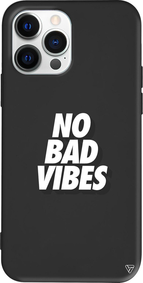 iPhone 15 Pro Uyumlu Siyah Renkli Silikon No Bad Vibes Telefon Kılıfı