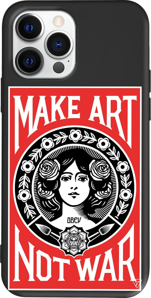 iPhone 15 Pro Uyumlu Siyah Renkli Silikon Obey Make Love Telefon Kılıfı