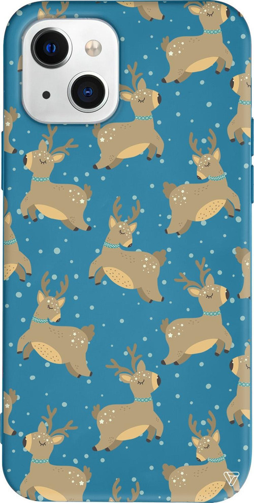 iPhone 15 Uyumlu Lacivert Renkli Silikon Dear Deer Christmas Koleksiyonu Telefon Kılıfı