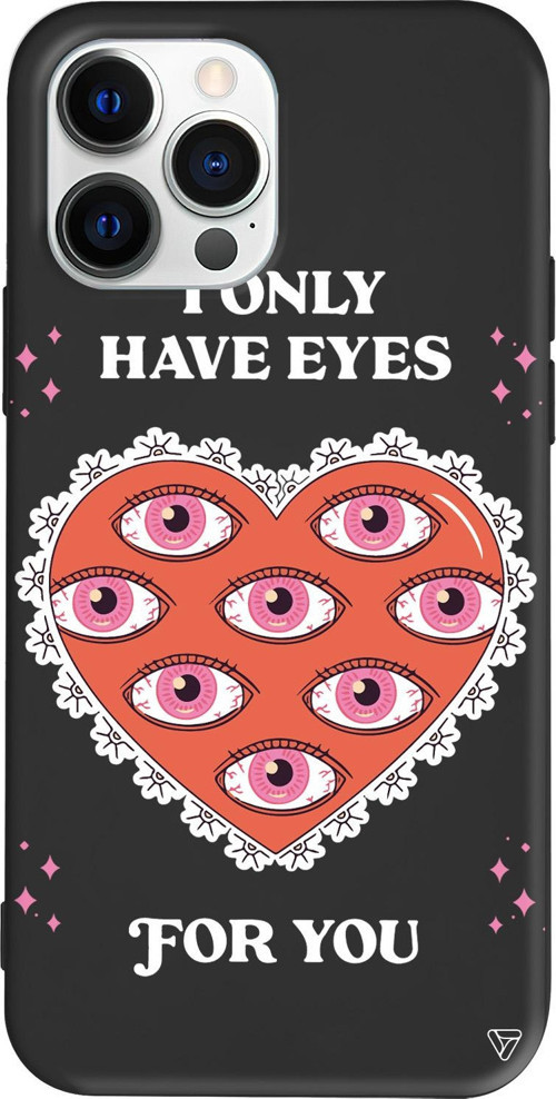 iPhone 15 Pro Uyumlu Siyah Renkli Silikon Only Have Eyes Telefon Kılıfı