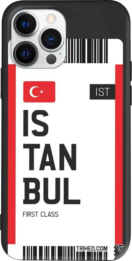 iPhone 15 Pro Uyumlu Siyah Renkli Silikon İstanbul Bileti Telefon Kılıfı