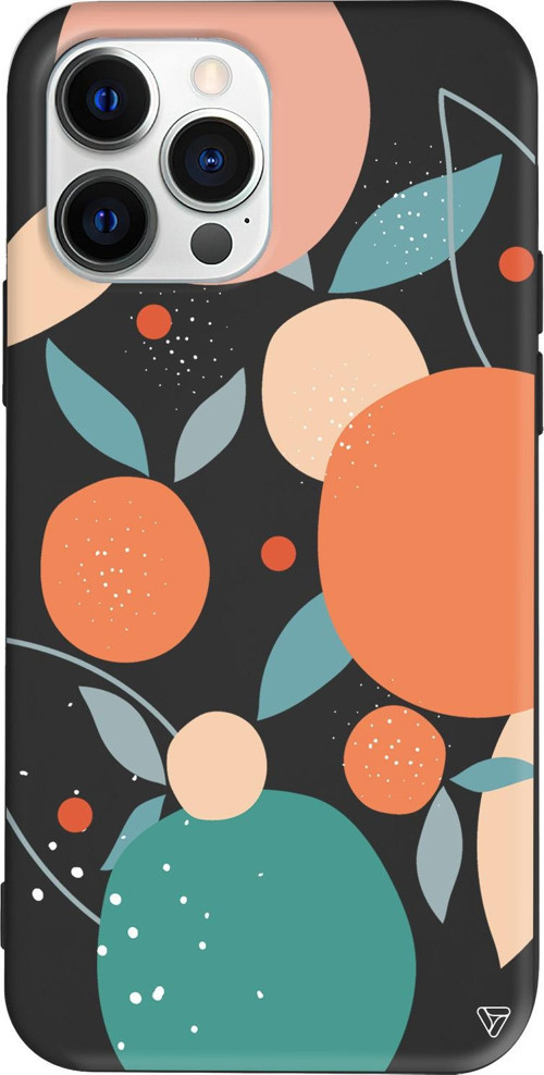 iPhone 15 Pro Uyumlu Siyah Renkli Silikon Orange Shape Abstract Koleksiyonu Telefon Kılıfı