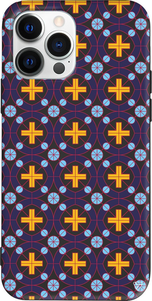 iPhone 15 Pro Uyumlu Siyah Renkli Silikon Ottomans Tiles Telefon Kılıfı