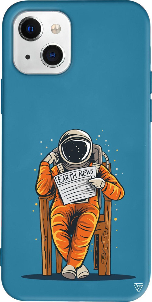 iPhone 15 Uyumlu Lacivert Renkli Silikon Earth News Space Koleksiyonu Telefon Kılıfı