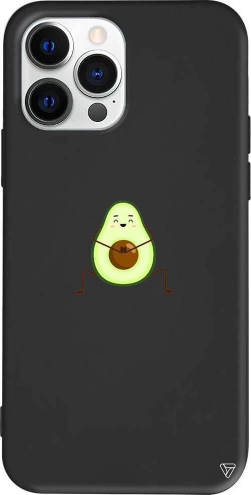 iPhone 15 Pro Uyumlu Siyah Renkli Silikon Cute Avokado Telefon Kılıfı