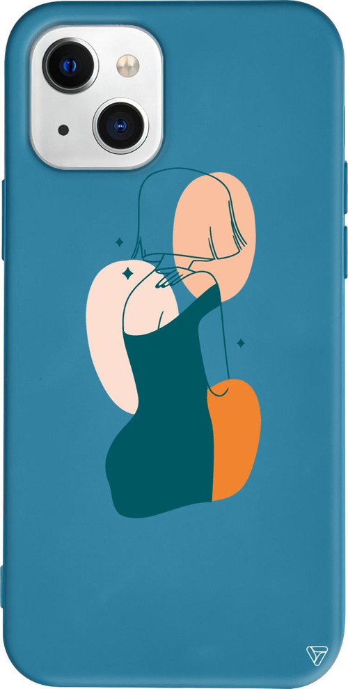 iPhone 15 Uyumlu Lacivert Renkli Silikon Eva Line Art Koleksiyonu Telefon Kılıfı