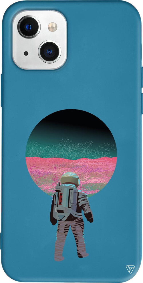iPhone 15 Uyumlu Lacivert Renkli Silikon Evden Uzakta Space Koleksiyonu Telefon Kılıfı