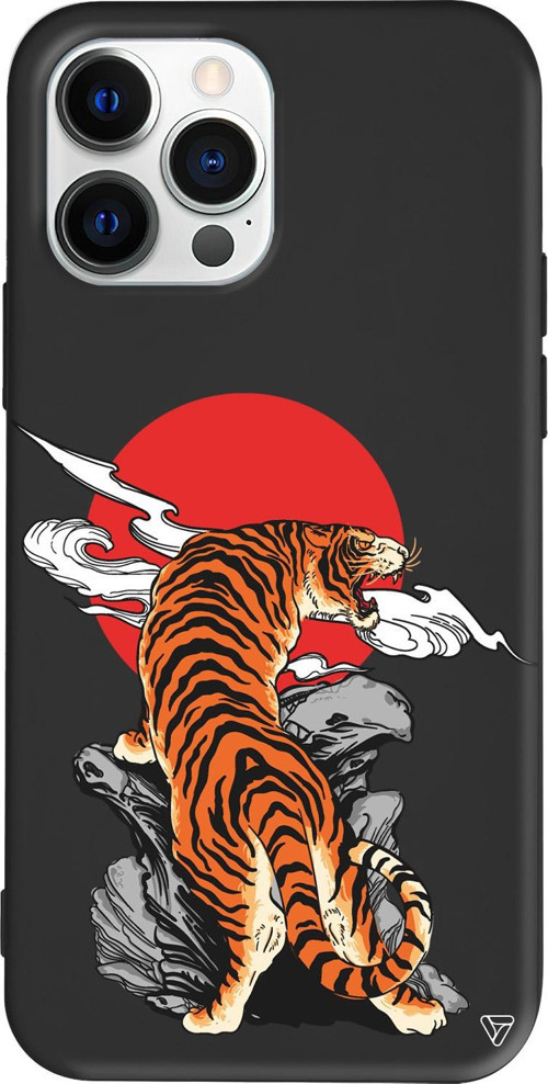 iPhone 15 Pro Uyumlu Siyah Renkli Silikon Kükreyen Leopar Telefon Kılıfı