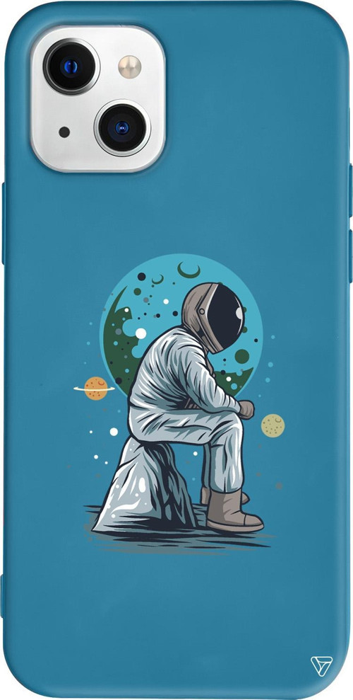 iPhone 15 Uyumlu Lacivert Renkli Silikon Forever Alone Space Koleksiyonu Telefon Kılıfı