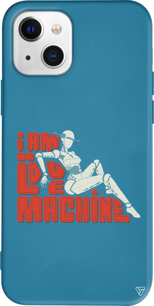 iPhone 15 Uyumlu Lacivert Renkli Silikon Love Machine Retro Koleksiyonu Telefon Kılıfı