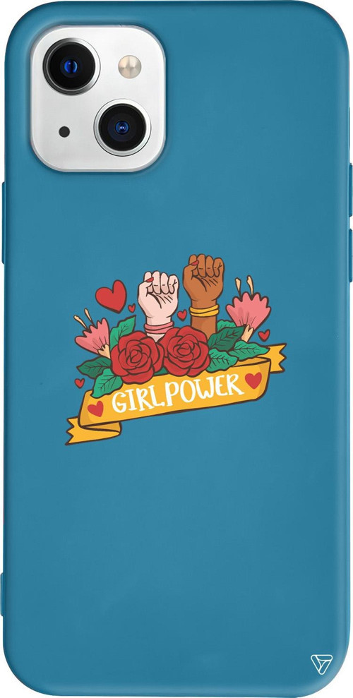 iPhone 15 Uyumlu Lacivert Renkli Silikon Girl Power 2 Girl Boss Koleksiyonu Telefon Kılıfı