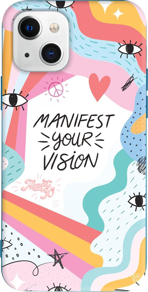 iPhone 15 Uyumlu Lacivert Renkli Silikon Manifest Your Vision Eyes on You Koleksiyonu Telefon Kılıfı
