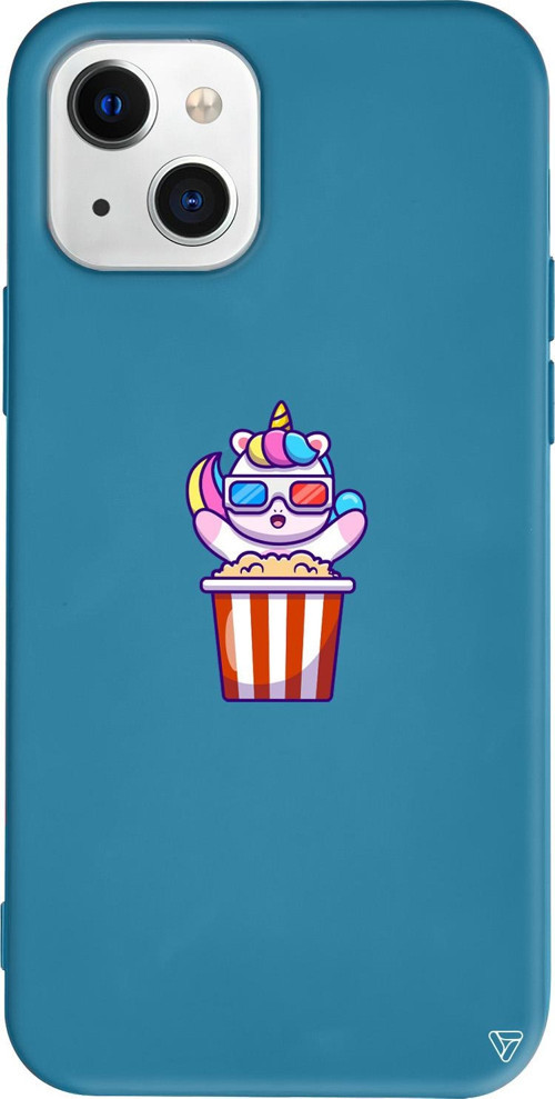 iPhone 15 Uyumlu Lacivert Renkli Silikon Moviecorn Sticker Koleksiyonu Telefon Kılıfı