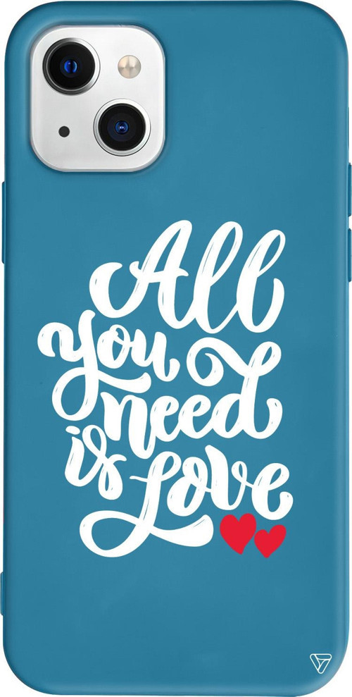 iPhone 15 Uyumlu Lacivert Renkli Silikon Need Love Mottolar Koleksiyonu Telefon Kılıfı