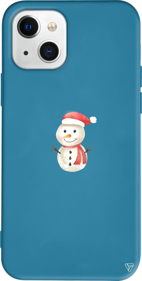 iPhone 15 Uyumlu Lacivert Renkli Silikon Snowman Christmas Koleksiyonu Telefon Kılıfı