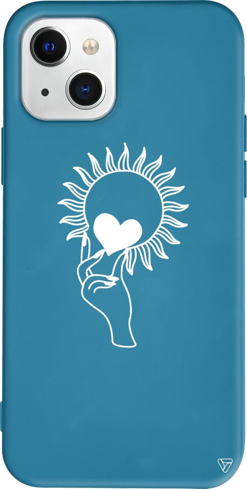 iPhone 15 Uyumlu Lacivert Renkli Silikon Keep Heart Line Art Koleksiyonu Telefon Kılıfı