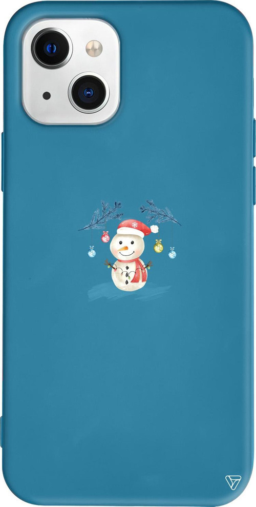 iPhone 15 Uyumlu Lacivert Renkli Silikon Sugar Snowman Christmas Koleksiyonu Telefon Kılıfı