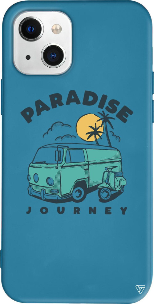 iPhone 15 Uyumlu Lacivert Renkli Silikon Paradise Retro Koleksiyonu Telefon Kılıfı