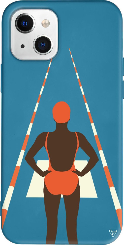 iPhone 15 Uyumlu Lacivert Renkli Silikon Swimmer Girl Boss Koleksiyonu Telefon Kılıfı