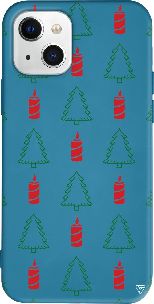 iPhone 15 Uyumlu Lacivert Renkli Silikon Pines And Dynamites Christmas Koleksiyonu Telefon Kılıfı