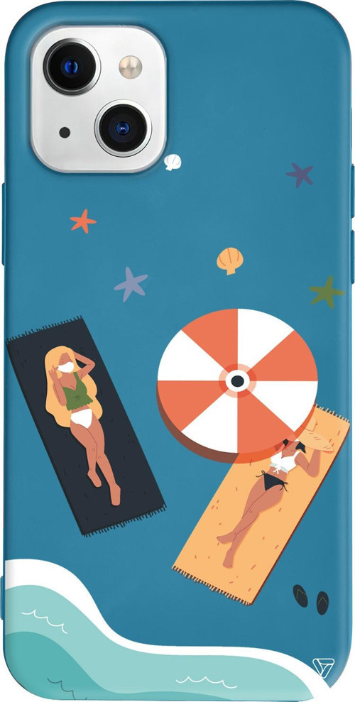 iPhone 15 Uyumlu Lacivert Renkli Silikon Plaj Keyfi Summer Koleksiyonu Telefon Kılıfı