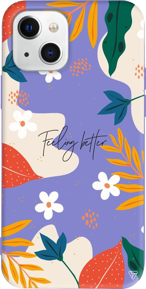 iPhone 15 Uyumlu Lila Renkli Silikon Feeling Better Floral Koleksiyonu Telefon Kılıfı