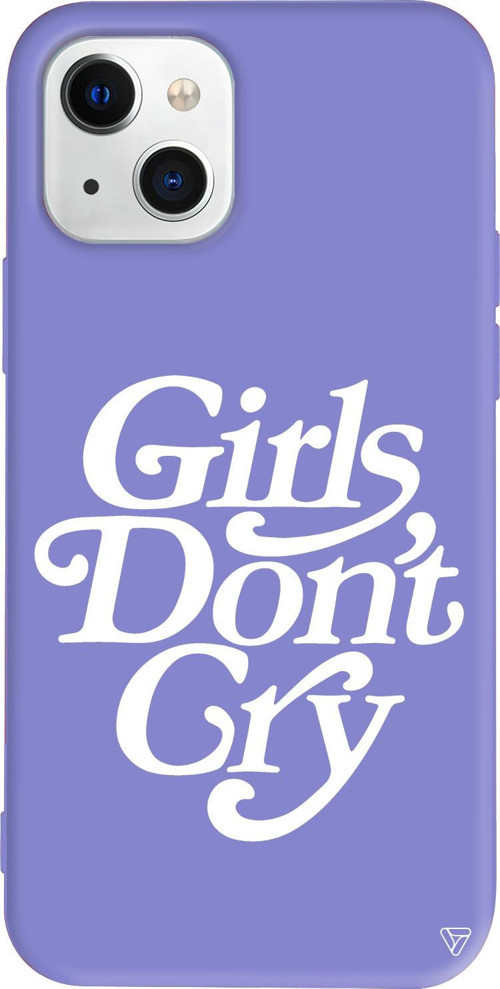 iPhone 15 Uyumlu Lila Renkli Silikon Girls Don't Gry Mottolar Koleksiyonu Telefon Kılıfı