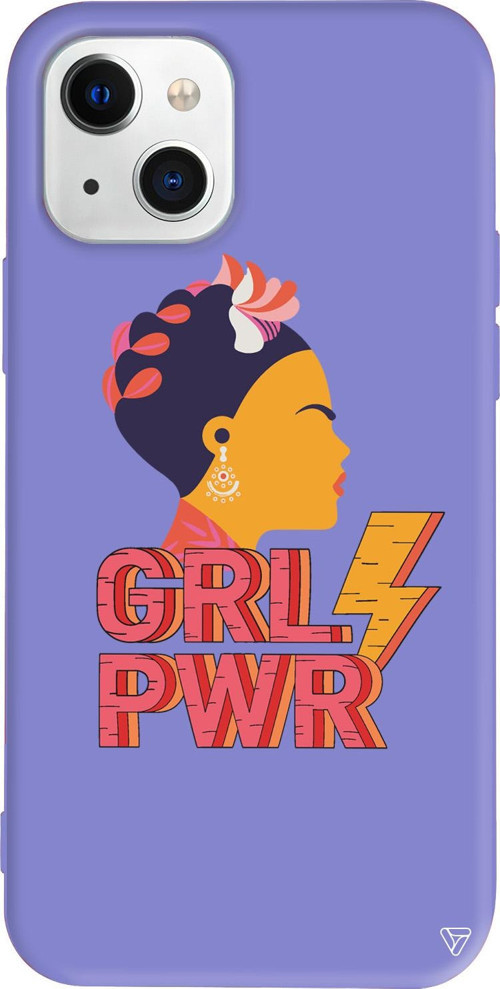 iPhone 15 Uyumlu Lila Renkli Silikon Grl Pwr Girl Boss Koleksiyonu Telefon Kılıfı