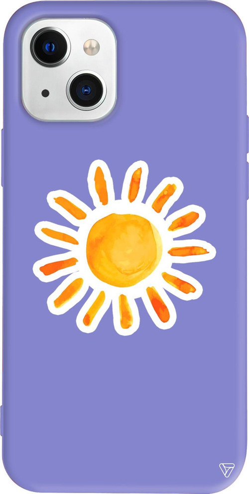 iPhone 15 Uyumlu Lila Renkli Silikon Güneş Summer Koleksiyonu Telefon Kılıfı