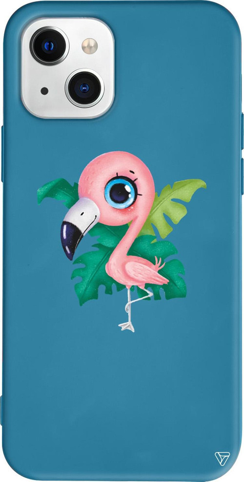 iPhone 15 Uyumlu Lacivert Renkli Silikon Yavru Flamingo Animal Koleksiyonu Telefon Kılıfı