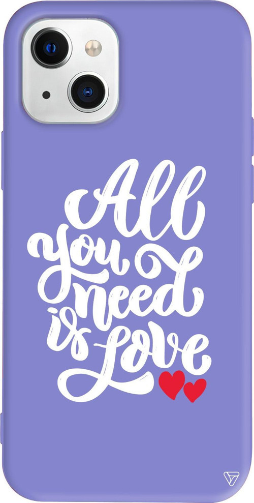 iPhone 15 Uyumlu Lila Renkli Silikon Need Love Mottolar Koleksiyonu Telefon Kılıfı