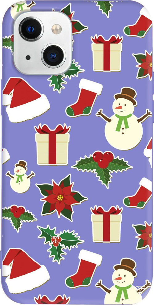 iPhone 15 Uyumlu Lila Renkli Silikon Just Xmas Christmas Koleksiyonu Telefon Kılıfı