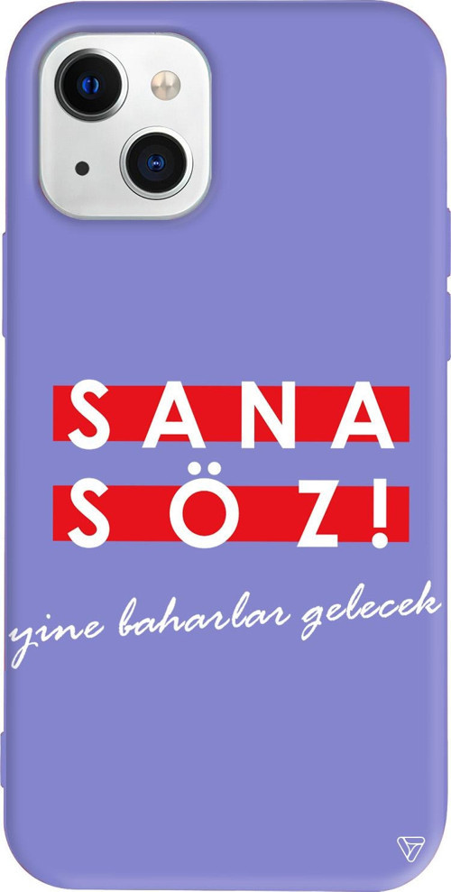 iPhone 15 Uyumlu Lila Renkli Sana Söz Yine Baharlar Gelecek Telefon Kılıfı
