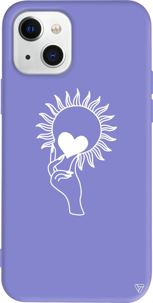 iPhone 15 Uyumlu Lila Renkli Silikon Keep Heart Line Art Koleksiyonu Telefon Kılıfı