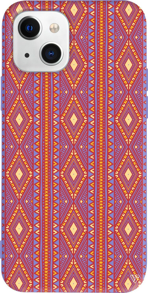 iPhone 15 Uyumlu Lila Renkli Silikon Kilim Desenler Koleksiyonu Telefon Kılıfı