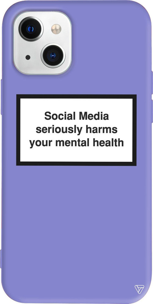 iPhone 15 Uyumlu Lila Renkli Social Media seriously harms your mental health Telefon Kılıfı