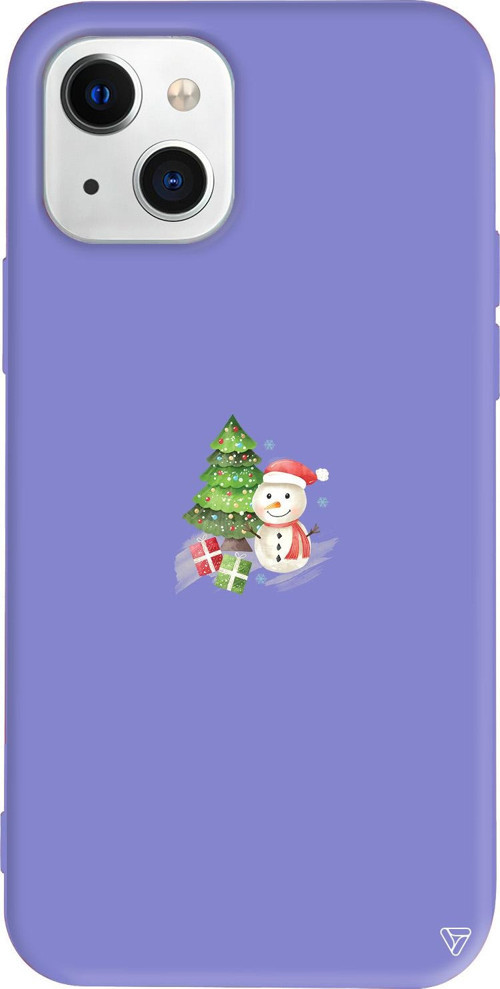 iPhone 15 Uyumlu Lila Renkli Silikon Cute Snowman Christmas Koleksiyonu Telefon Kılıfı