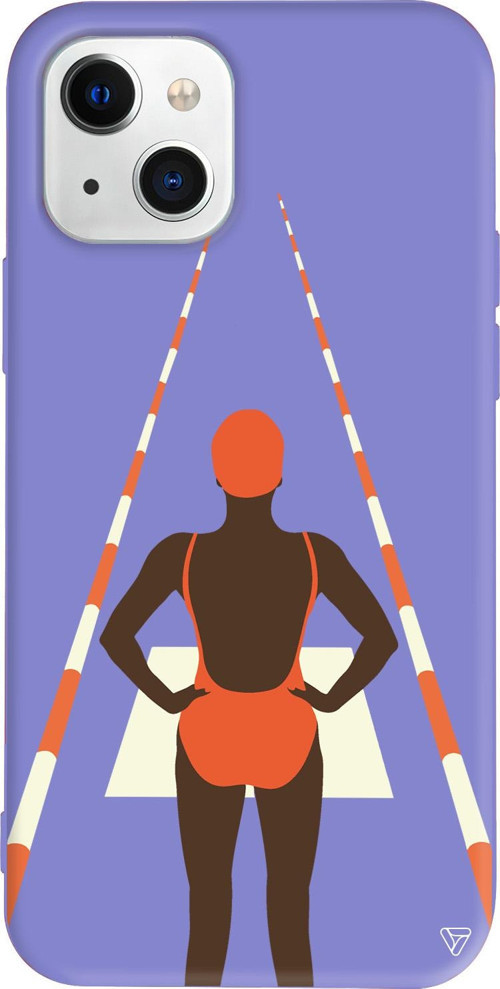 iPhone 15 Uyumlu Lila Renkli Silikon Swimmer Girl Boss Koleksiyonu Telefon Kılıfı