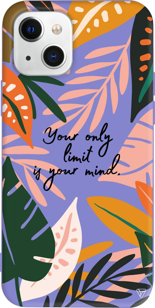 iPhone 15 Uyumlu Lila Renkli Silikon Limit is Your Mind Floral Koleksiyonu Telefon Kılıfı