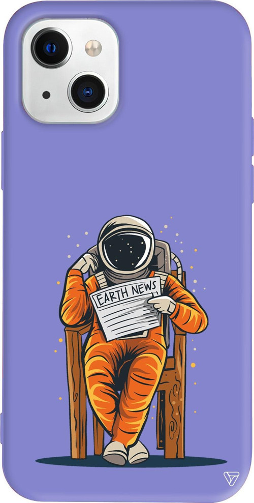 iPhone 15 Uyumlu Lila Renkli Silikon Earth News Space Koleksiyonu Telefon Kılıfı