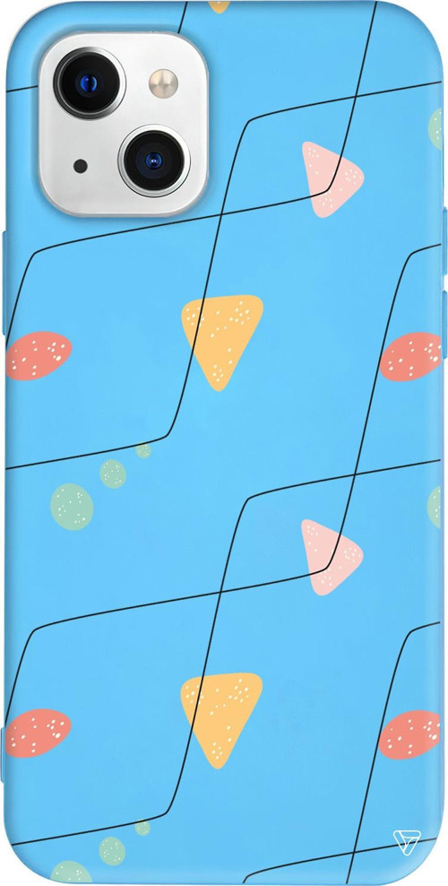iPhone 15 Uyumlu Mavi Renkli Silikon Black Line 4 Abstract Koleksiyonu Telefon Kılıfı