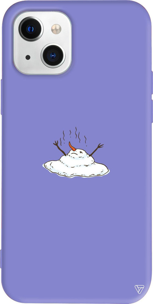 iPhone 15 Uyumlu Lila Renkli Silikon Melting Snowman Christmas Koleksiyonu Telefon Kılıfı
