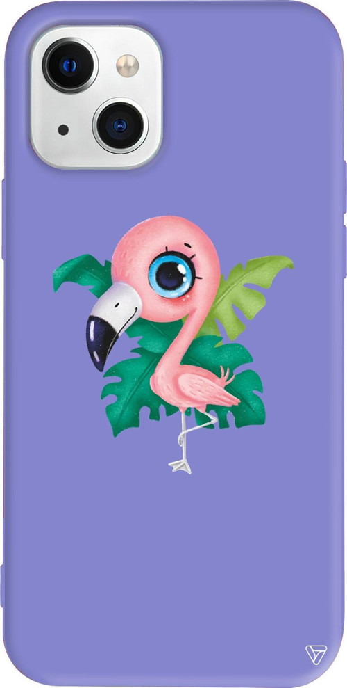 iPhone 15 Uyumlu Lila Renkli Silikon Yavru Flamingo Animal Koleksiyonu Telefon Kılıfı