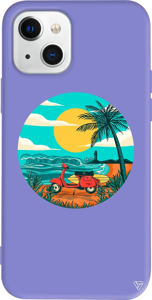 iPhone 15 Uyumlu Lila Renkli Silikon Simple Life Summer Koleksiyonu Telefon Kılıfı